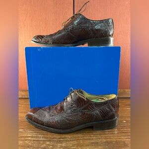 Belvedere Studio Genuine Alligator Men’s Dress Shoes Exotic Patchwork Size US 10